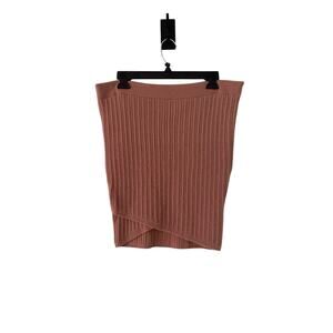 Express Women Medium Mauve Cable Knit Faux Wrap Soft Pencil Mini Sweater Skirt